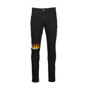 JEANS SKINNY CON STRAPPO E FIAMME GIALLO ROSSE Uomo Vintage black JEANS SKINNY CON STRAPPO E FIAMME GIALLO ROSSE Uomo Vintage black