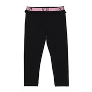 LEGGINGS IN COTONE CON BANDA LOGATA Bambina Nero LEGGINGS IN COTONE CON BANDA LOGATA Bambina Nero