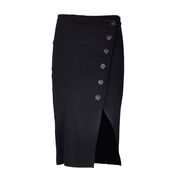 LONGUETTE A PORTAFOGLIO IN MISTO LINO CON BOTTONI Donna Nero LONGUETTE A PORTAFOGLIO IN MISTO LINO CON BOTTONI Donna Nero
