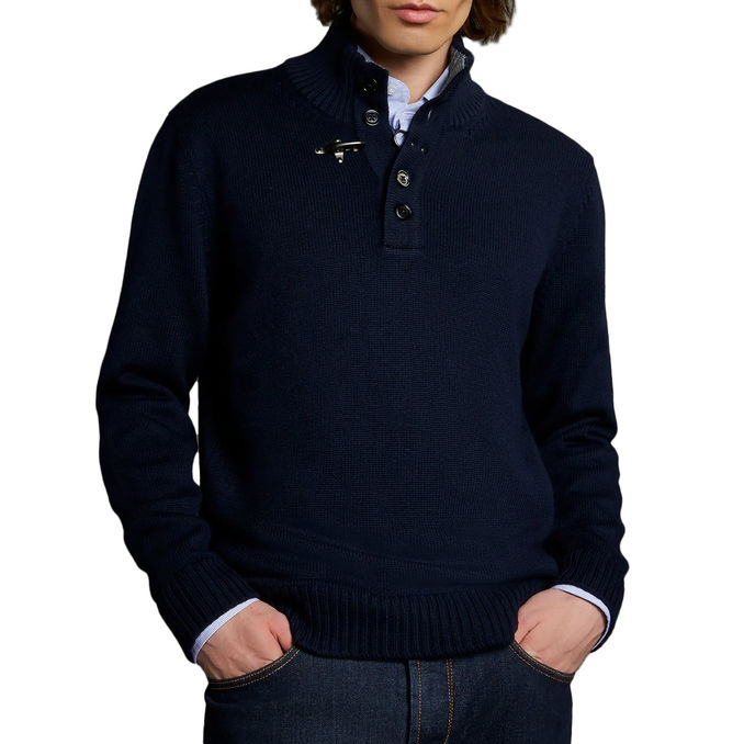 LUPETTO CON GANCIO Uomo Blu Navy Platino