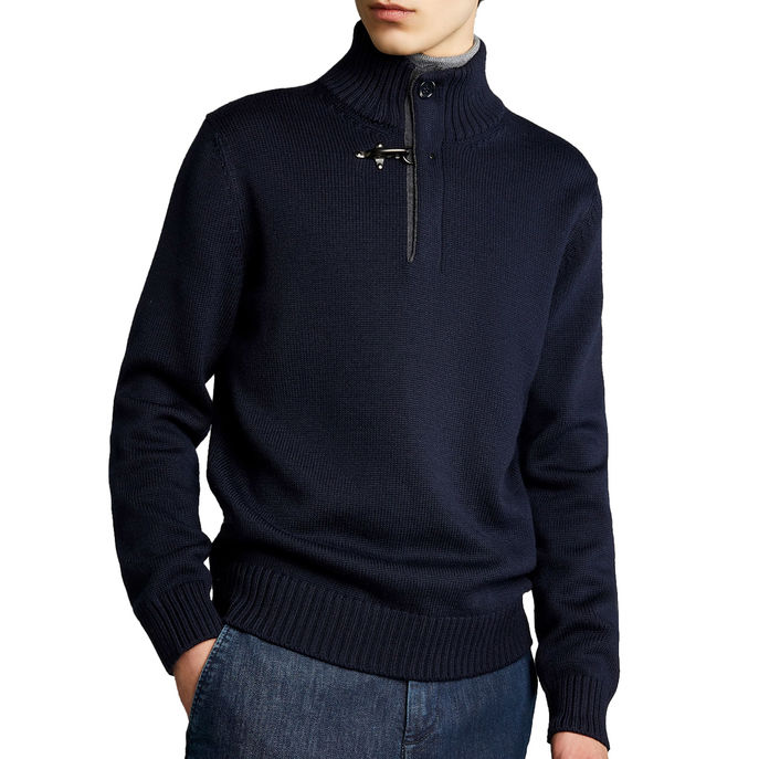 LUPETTO CON GANCIO Uomo Blu Navy Salvia Scuro