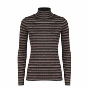 MAGLIA A RIGHE LAME' A COLLO ALTO Donna Nero Beige MAGLIA A RIGHE LAME' A COLLO ALTO Donna Nero Beige