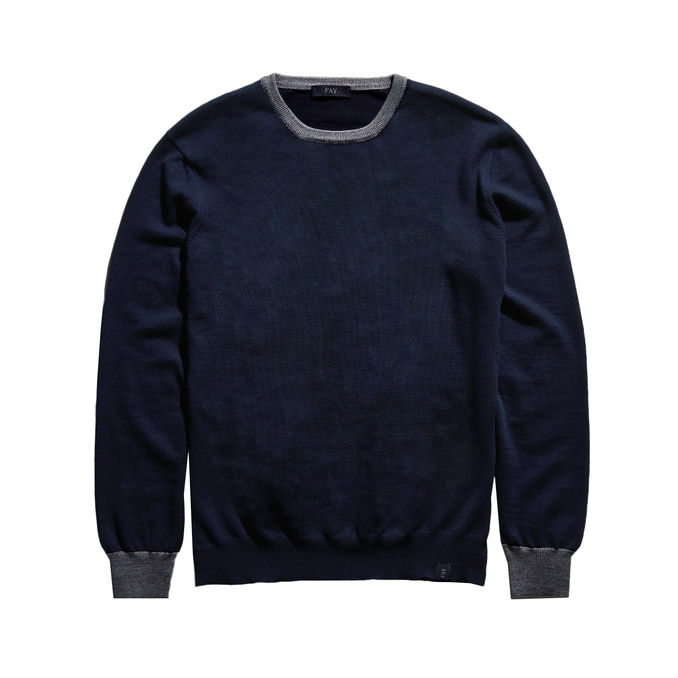 MAGLIA CON TOPPE IN LANA Uomo Blu Navy Grigio Blu