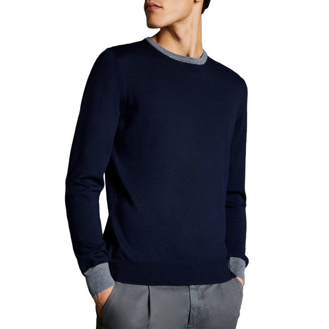 MAGLIA CON TOPPE IN LANA Uomo Blu Navy Grigio Blu