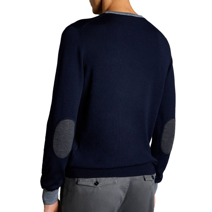 MAGLIA CON TOPPE IN LANA Uomo Blu Navy Grigio Blu