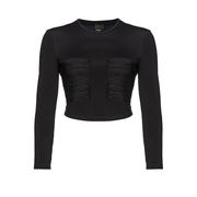 MAGLIA CROP TRINITY NEOPRENE FLUIDO CON GEORGETTE Donna Nero Limousine Limousine MAGLIA CROP TRINITY NEOPRENE FLUIDO CON GEORGETTE Donna Nero Limousine Limousine