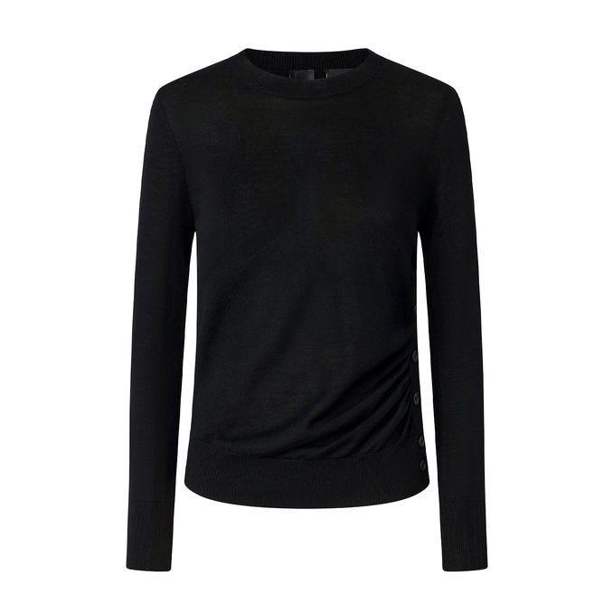 MAGLIA DIRASPATURA 100% LANA Donna Nero Limousine