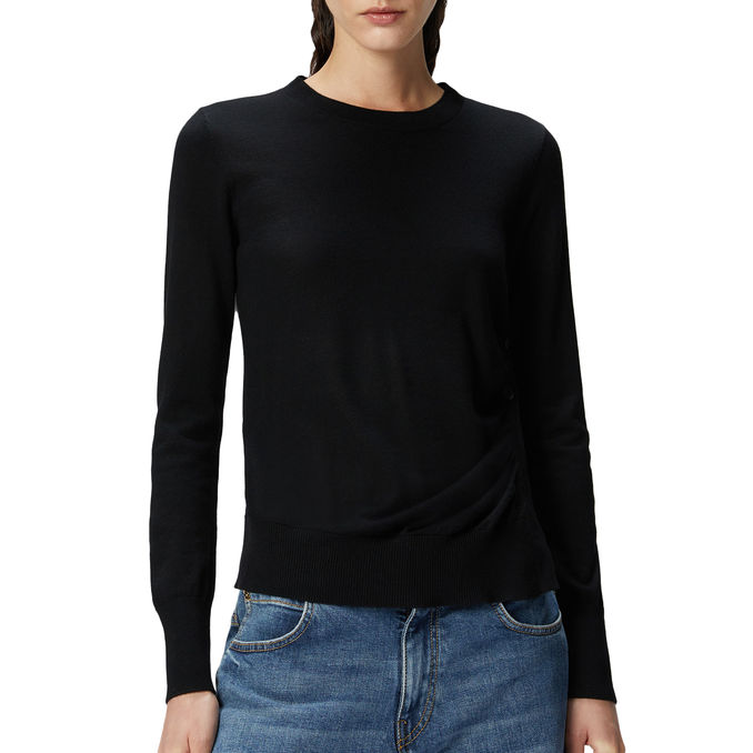 MAGLIA DIRASPATURA 100% LANA Donna Nero Limousine