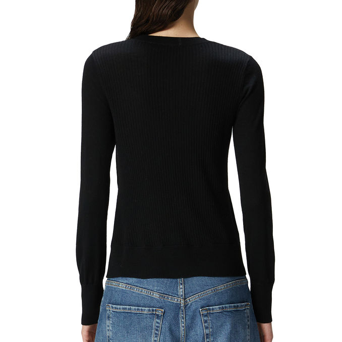 MAGLIA DIRASPATURA 100% LANA Donna Nero Limousine