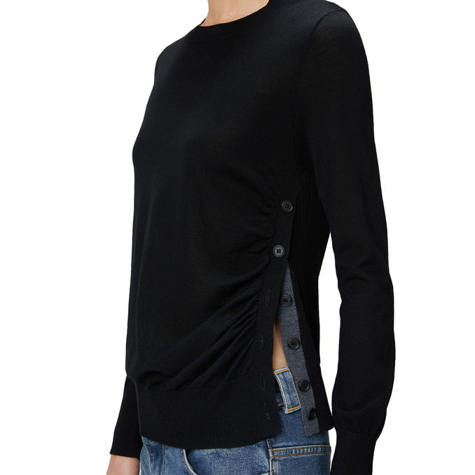 MAGLIA DIRASPATURA 100% LANA Donna Nero Limousine