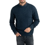 MAGLIA GIROCOLLO CON LAVORAZIONE A TRECCE E ROMBI MAGLIA GIROCOLLO CON LAVORAZIONE A TRECCE E ROMBI