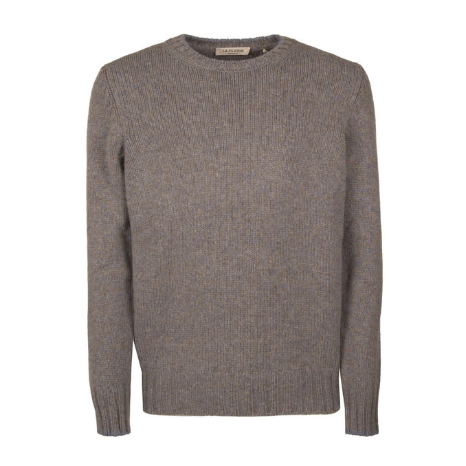 MAGLIA IN LANA Uomo Beige Celeste Melange