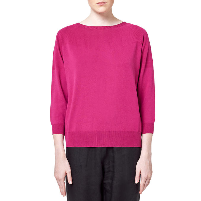 MAGLIA SEMIBARCA IN CREPE Donna Magenta