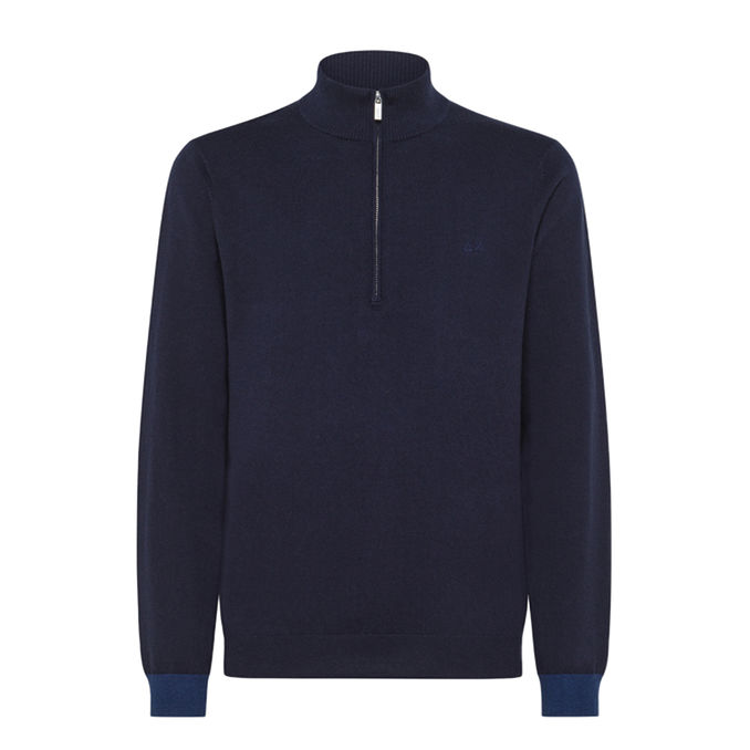 MAGLIA STRISCE ZIP SUI POLSINI Uomo Blu Navy