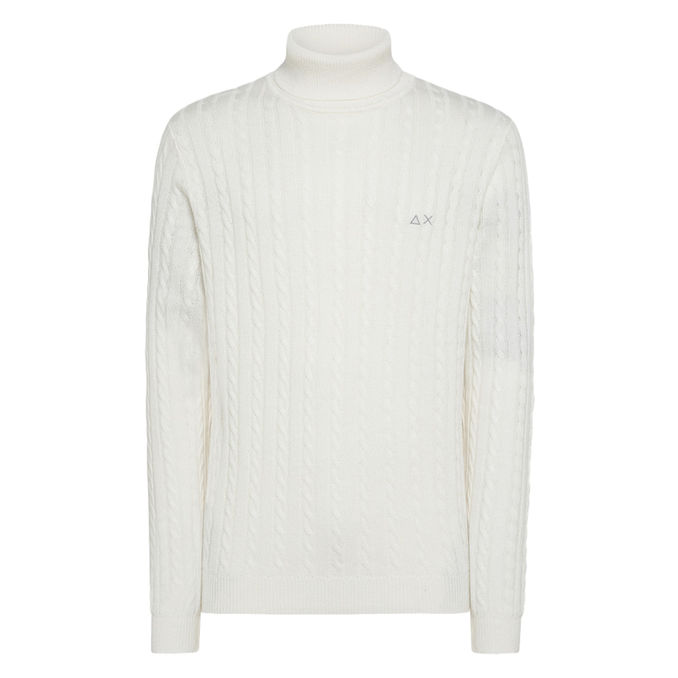 MAGLIA TURLE CABLE Uomo Bianco 