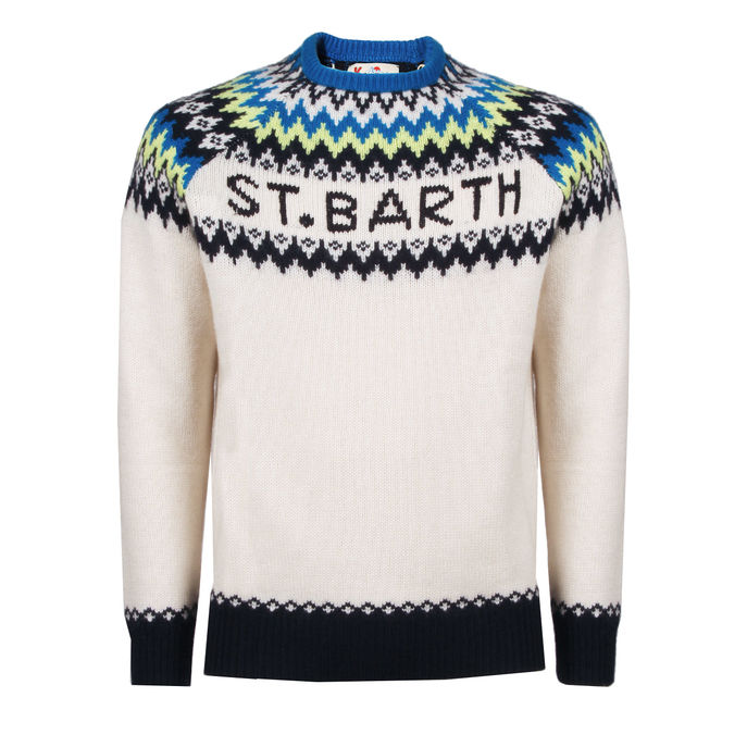 MAGLIONE GIROCOLLO NORDIC ICELANDIC Uomo Bianco