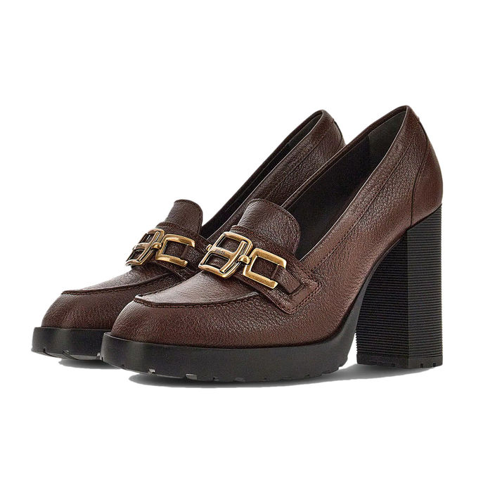 MOCASSINI H623 CATENA CON TACCO Donna Marrone