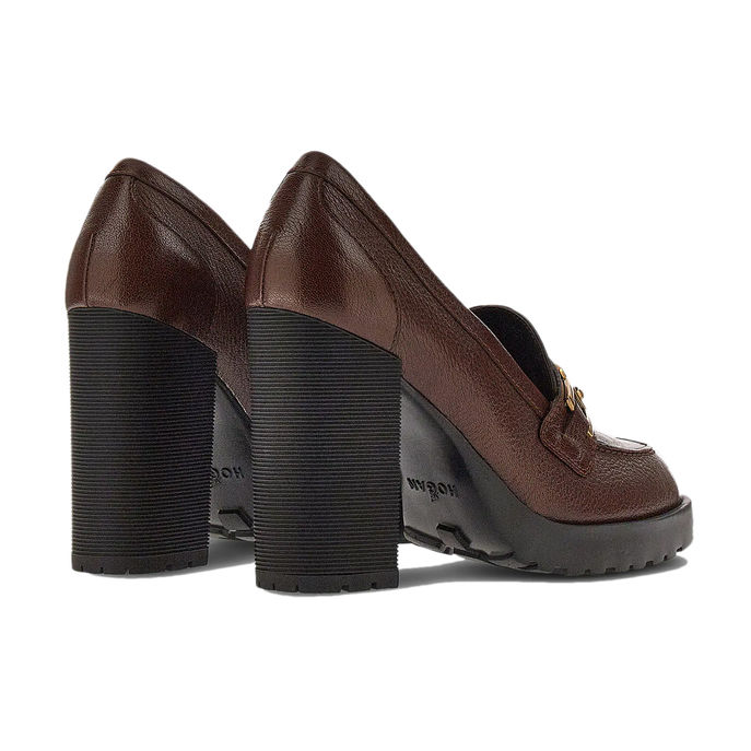 MOCASSINI H623 CATENA CON TACCO Donna Marrone