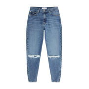 MOM JEANS A VITA ALTA CON STRAPPI Donna Denim medium MOM JEANS A VITA ALTA CON STRAPPI Donna Denim medium
