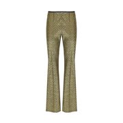 PANTALONE A ZAMPA FANTASIA EFFETTO LAME' Donna Verde giallo PANTALONE A ZAMPA FANTASIA EFFETTO LAME' Donna Verde giallo