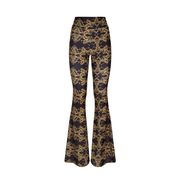 PANTALONE A ZAMPA IN JERSEY FANTASIA Donna Nero giallo PANTALONE A ZAMPA IN JERSEY FANTASIA Donna Nero giallo