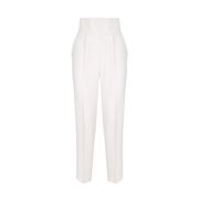 PANTALONE CON PINCES A VITA ALTA IN CREPE STRETCH Donna Bianco PANTALONE CON PINCES A VITA ALTA IN CREPE STRETCH Donna Bianco