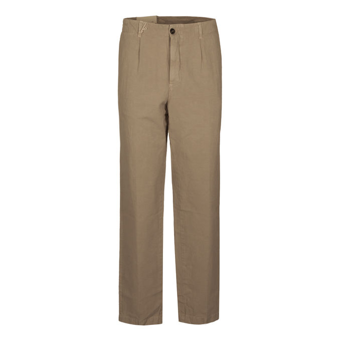 PANTALONE IN LINO Uomo Beige Cammello