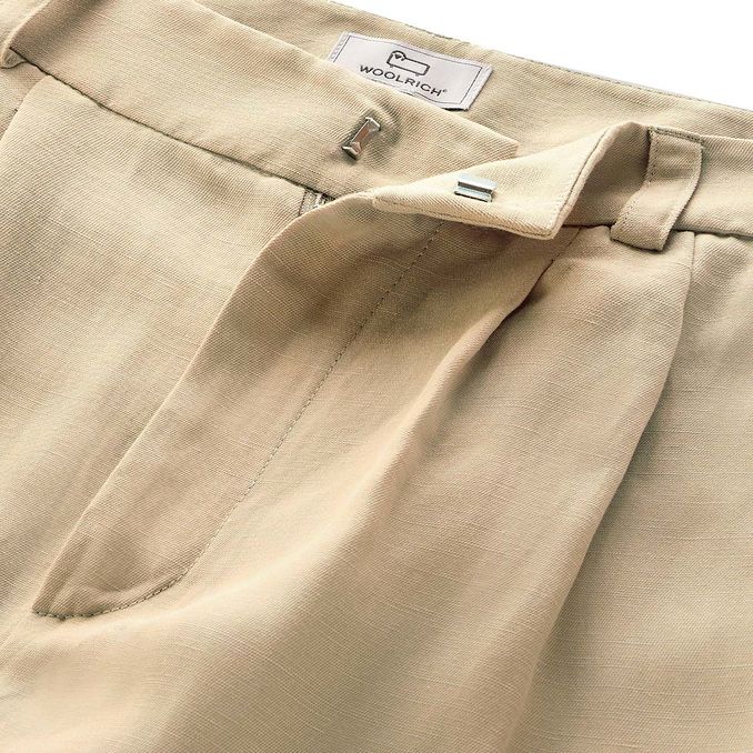 PANTALONE IN MISTO VISCOSA E LINO Donna Feather Beige