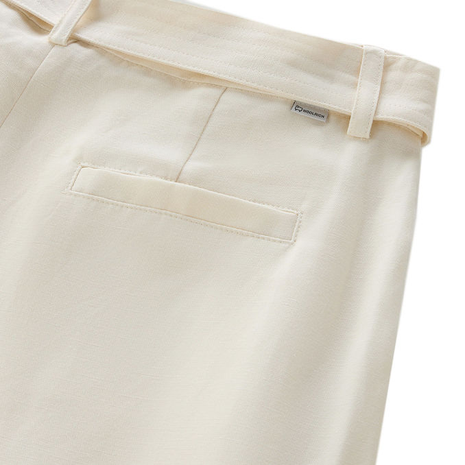 PANTALONE IN MISTO VISCOSA E LINO Donna Plaster White