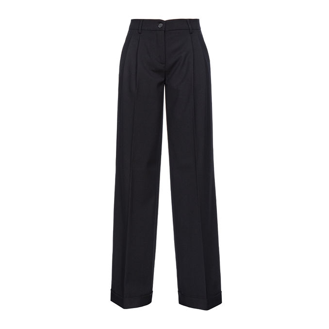 PANTALONE PERU' IN TWILL DI LANA Donna Nero Limousine