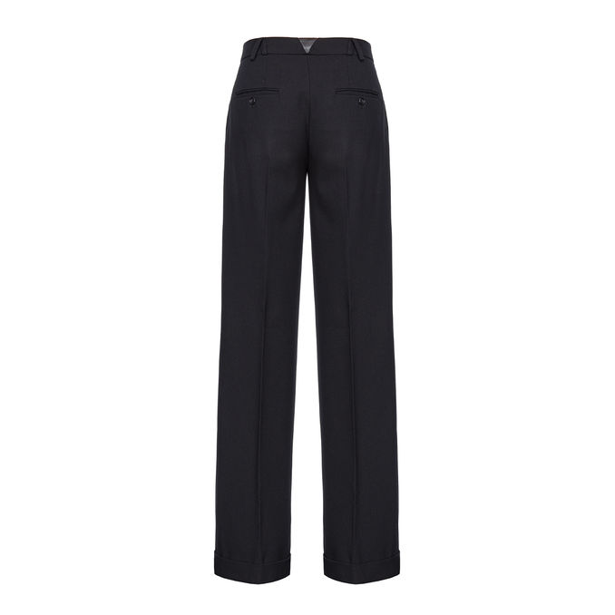 PANTALONE PERU' IN TWILL DI LANA Donna Nero Limousine