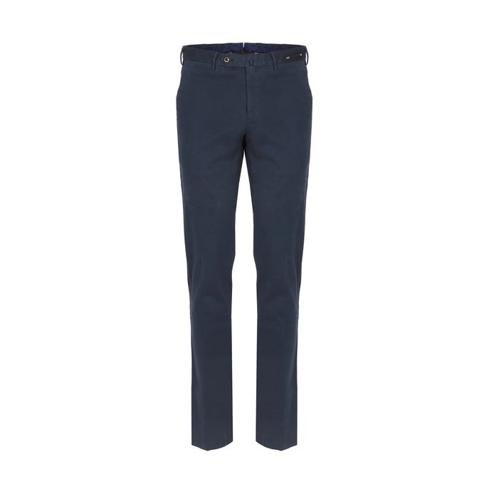 PANTALONE SLIM IN COTONE MICROARMATURATO Uomo Blu navy