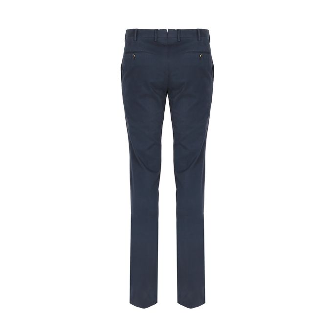 PANTALONE SLIM IN COTONE MICROARMATURATO Uomo Blu navy