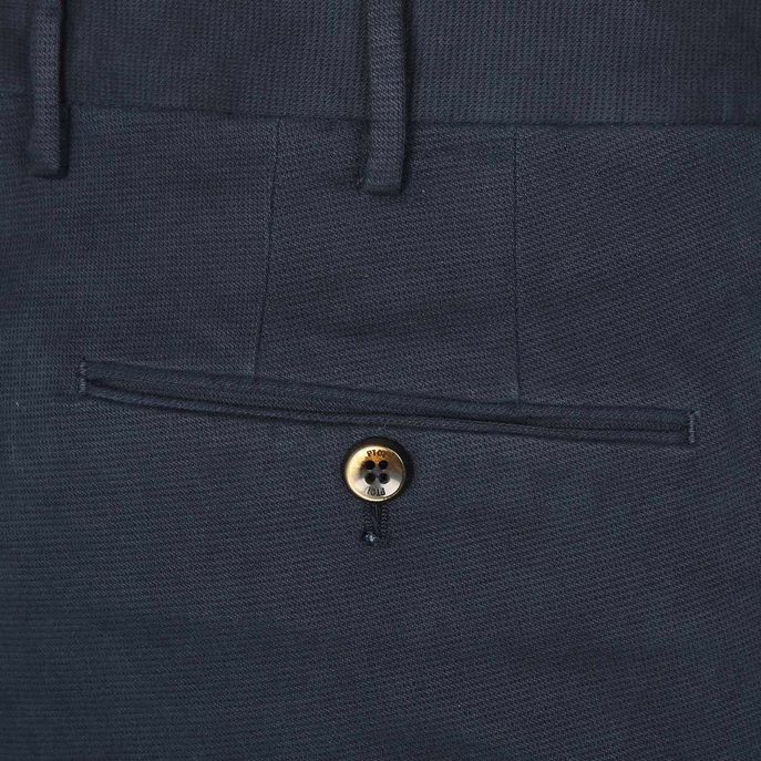 PANTALONE SLIM IN COTONE MICROARMATURATO Uomo Blu navy