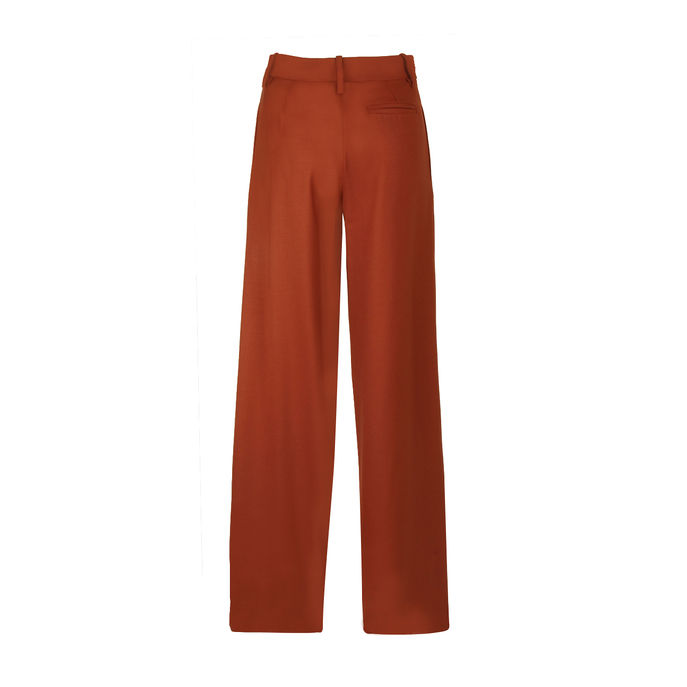 PANTALONI A PALAZZO CON PINCES FRESCO DI LANA Donna Tabacco