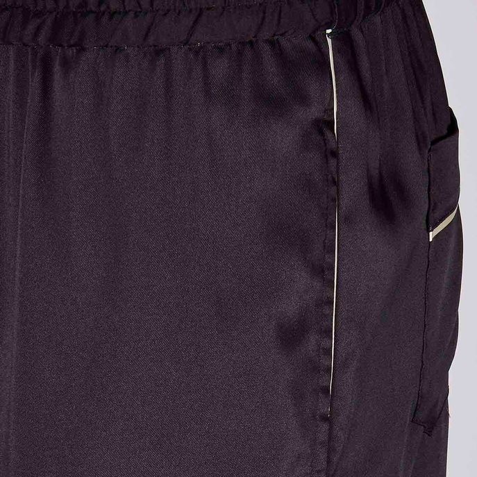 PANTAPALAZZO IN TWILL STAMPATO CON PIPING LATERALE Donna Nero Avorio