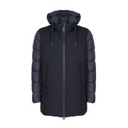 PARKA DOPPIO TESSUTO IN NEOPRENE E NYLON CON CAPUCCIO STACCABILE Uomo Navy PARKA DOPPIO TESSUTO IN NEOPRENE E NYLON CON CAPUCCIO STACCABILE Uomo Navy