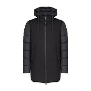 PARKA DOPPIO TESSUTO IN NEOPRENE E NYLON CON CAPUCCIO STACCABILE Uomo Nero PARKA DOPPIO TESSUTO IN NEOPRENE E NYLON CON CAPUCCIO STACCABILE Uomo Nero