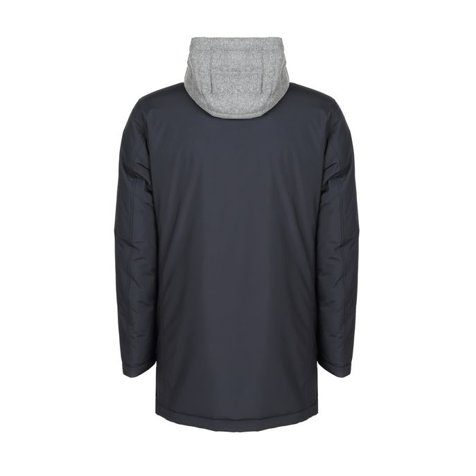 PARKA IN NYLON IN DOPPIO TESSUTO CON CAPPUCCIO STACCABILE Uomo Navy Grigio