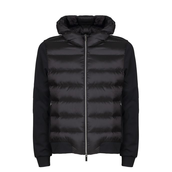 PIUMINO BIMATERIALE CON CAPPUCCIO Uomo Nero