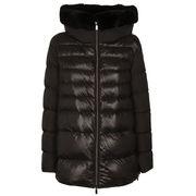 PIUMINO CON CAPPUCCIO IN PELO Donna Nero  PIUMINO CON CAPPUCCIO IN PELO Donna Nero