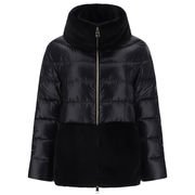 PIUMINO CORTO ZIP COLLO E FONDO IN PELLICCIA Donna Nero PIUMINO CORTO ZIP COLLO E FONDO IN PELLICCIA Donna Nero