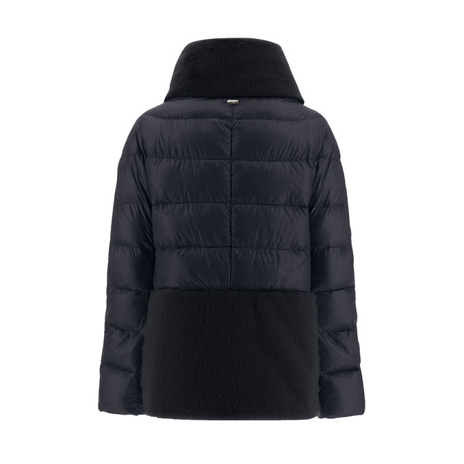 PIUMINO CORTO ZIP COLLO E FONDO IN PELLICCIA Donna Nero