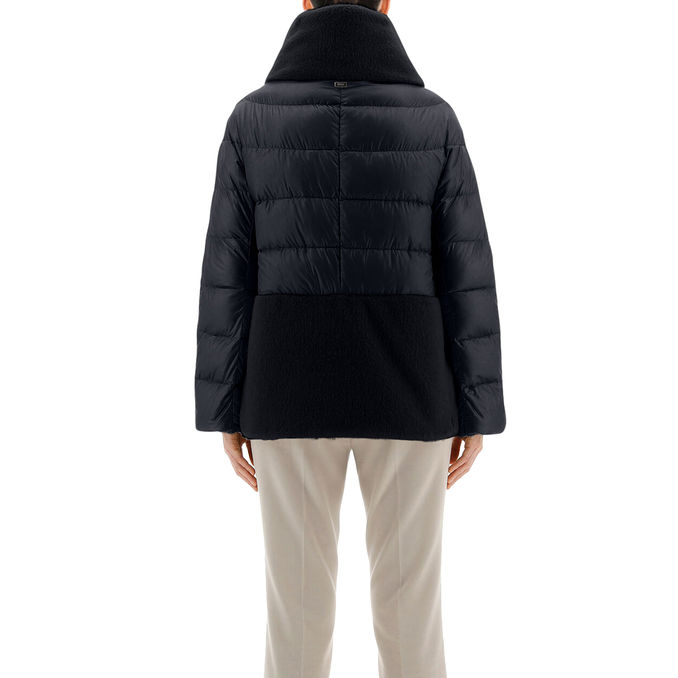 PIUMINO CORTO ZIP COLLO E FONDO IN PELLICCIA Donna Nero