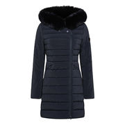 PIUMINO SERIOLA CON CAPPUCCIO E PELO STACCABILE Donna Blu Grafite PIUMINO SERIOLA CON CAPPUCCIO E PELO STACCABILE Donna Blu Grafite