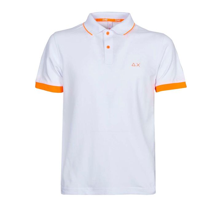 POLO CON PROFILI ARANCIONE FLUO Uomo Bianco Arancione fluo