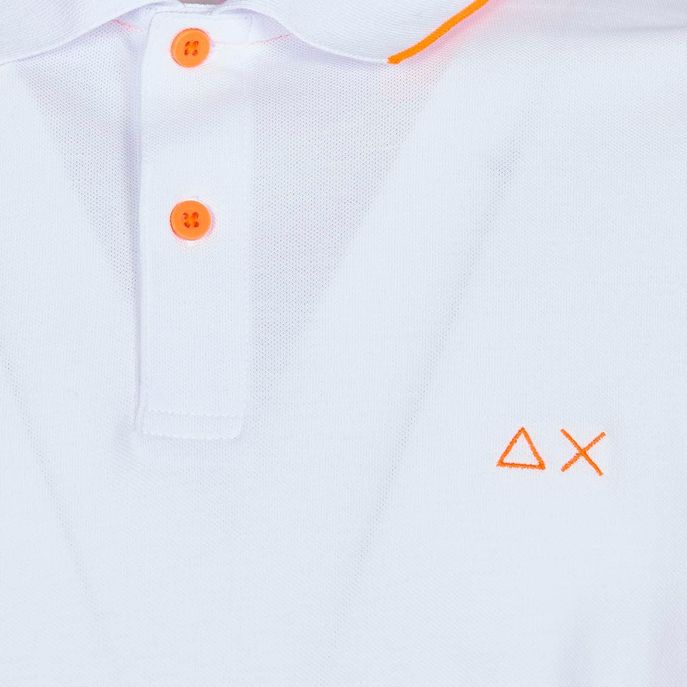 POLO CON PROFILI ARANCIONE FLUO Uomo Bianco Arancione fluo