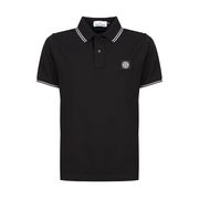 POLO IN COTONE PIQUET SLIM FIT CON BORDINO Uomo Nero Bianco POLO IN COTONE PIQUET SLIM FIT CON BORDINO Uomo Nero Bianco