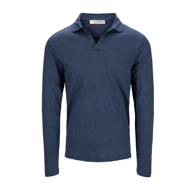 POLO IN LINO Uomo Carta da Zucchero 