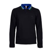 POLO MANICA LUNGA CON TRIPLO PROFILO SUL COLLETTO Uomo Nero POLO MANICA LUNGA CON TRIPLO PROFILO SUL COLLETTO Uomo Nero